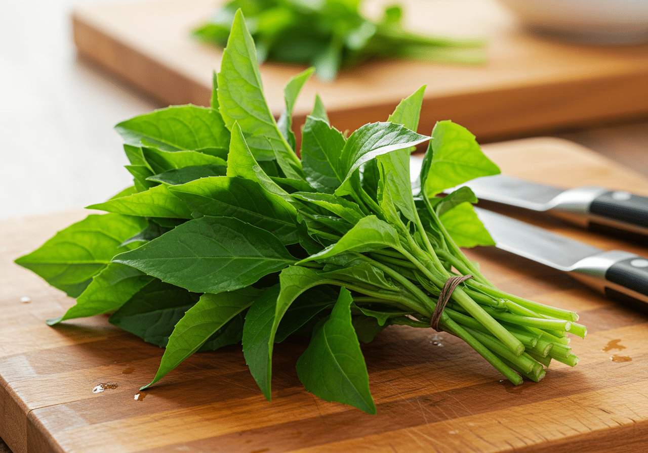 Fresh couve penca ready to be chopped for couve penca refogada.