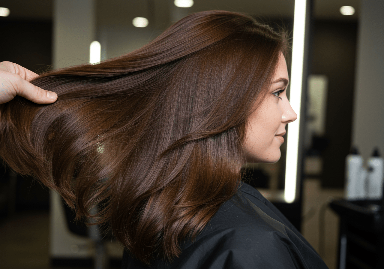 Beautifully styled chocolate hair, showcasing a stunning castanho cabelo finish.