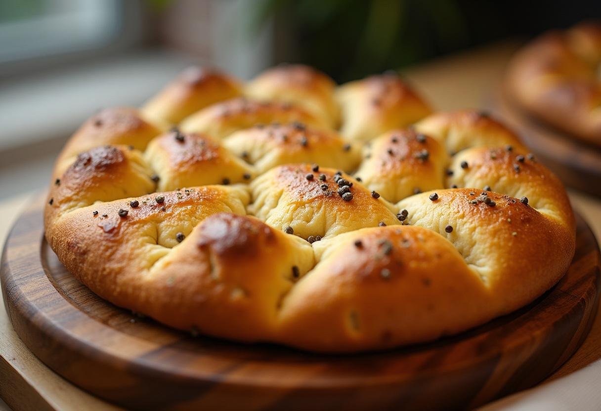 Focaccia perfeita com mel e pimenta, ideal para qualquer refeição.