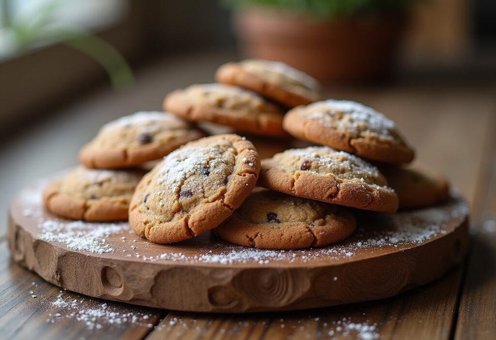 Biscoitos de melado e especiarias assados e decorados com açúcar, prontos para servir.