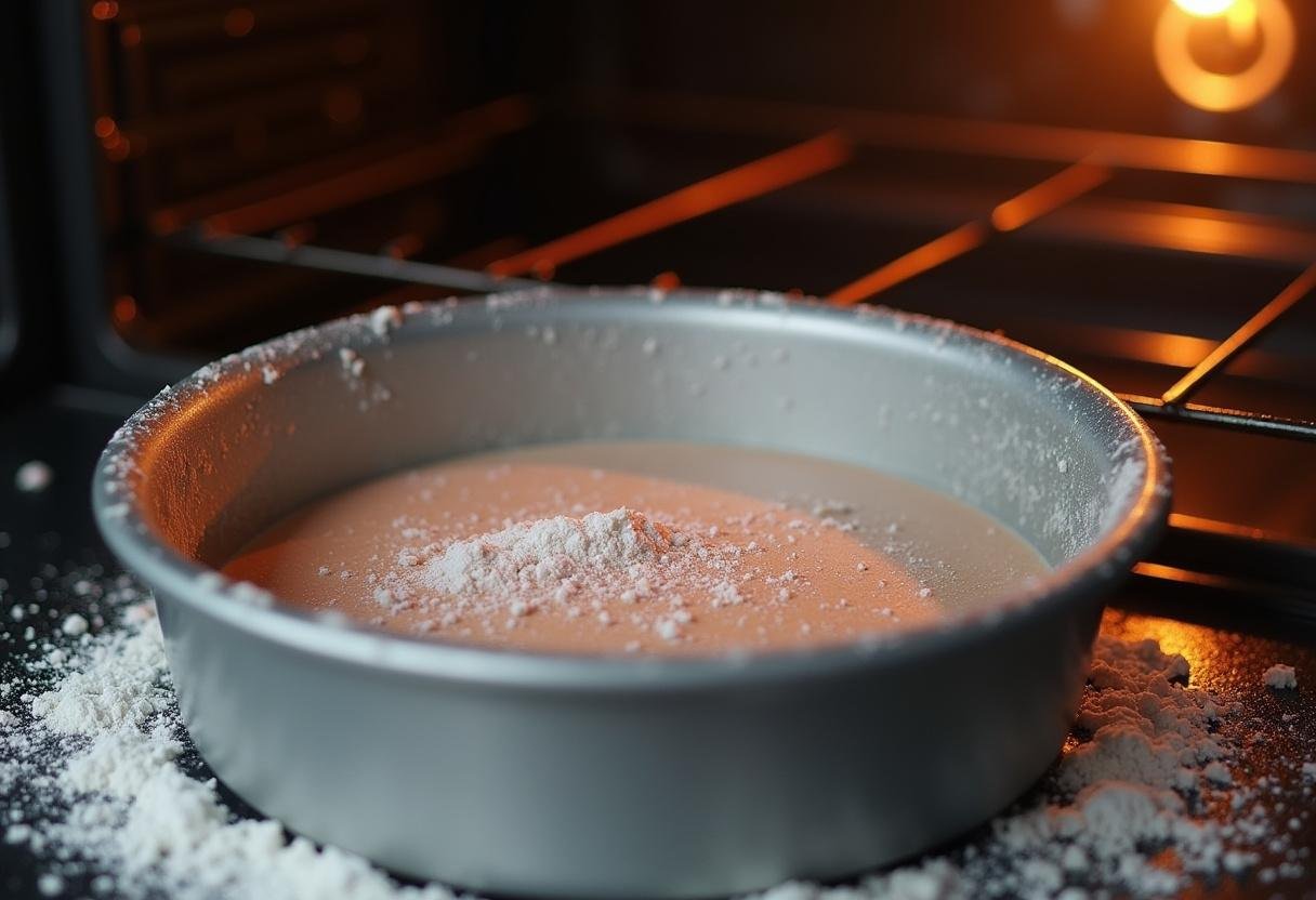 Forma untada e enfarinhada pronta para receber a massa do bolo de beterraba.