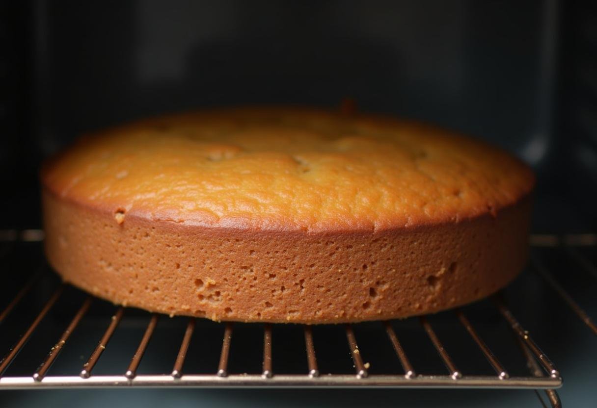 Bolo de chocolate com banana e aveia assado esfriando em uma grade após sair do forno.