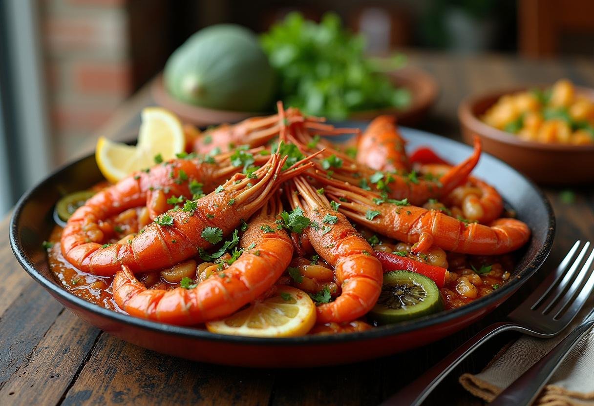 Finished cataplana de marisco aromatic, a flavorful seafood dish ready for enjoyment.