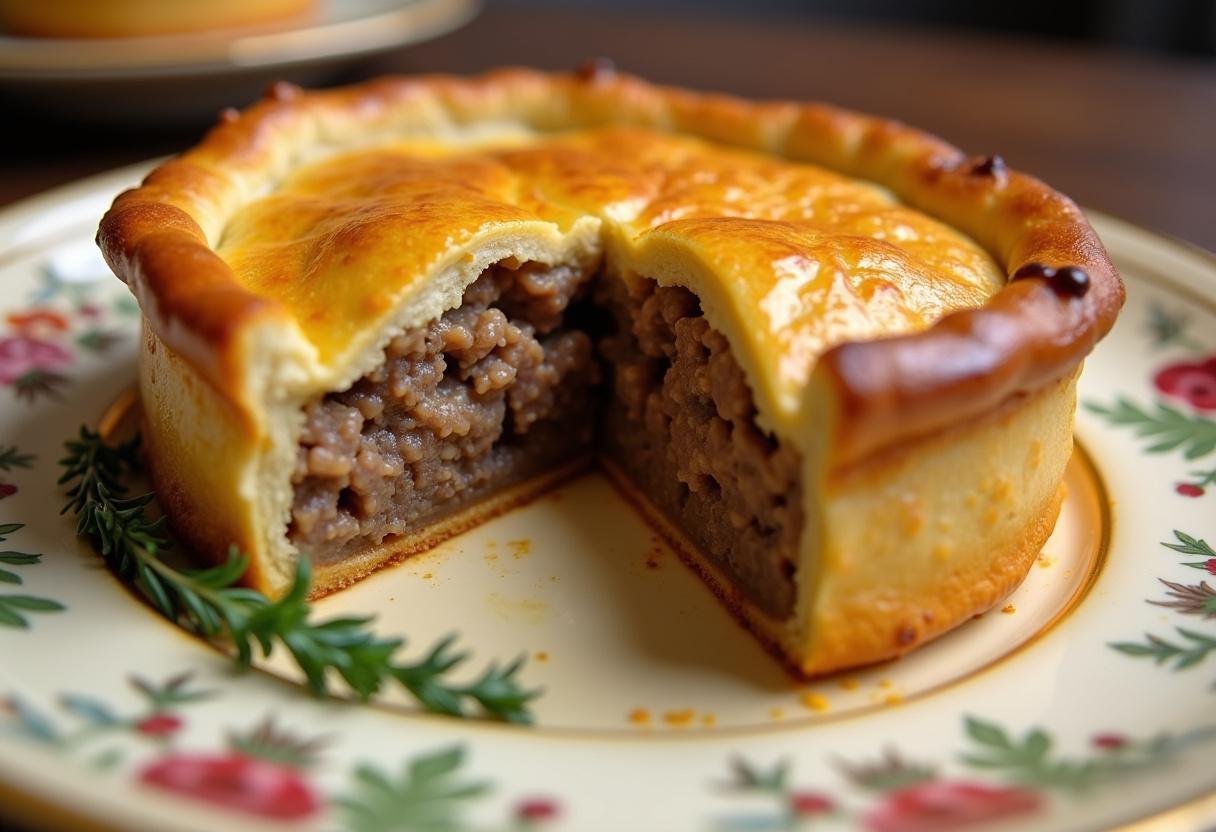 Quibe assado recheado com carne e nozes, cortado e pronto para servir, uma delícia árabe.