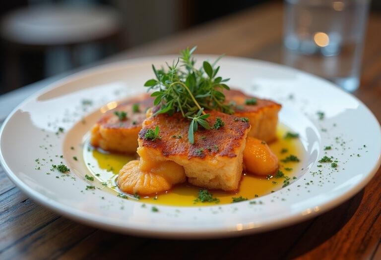 Finished alho francês à brás served elegantly, a dish of Portuguese cuisine.