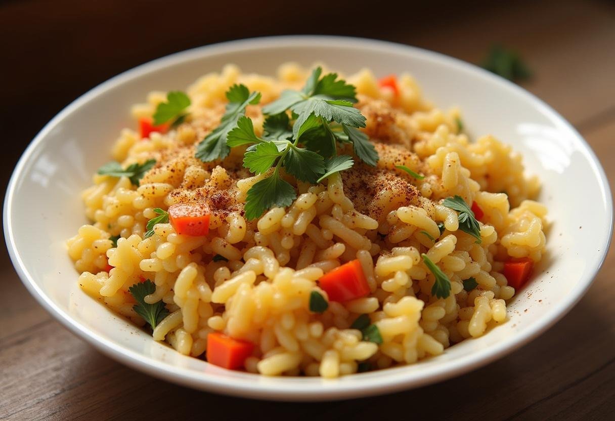 Healthy low-calorie rice dish served in a bowl, perfect for nutritious meals.