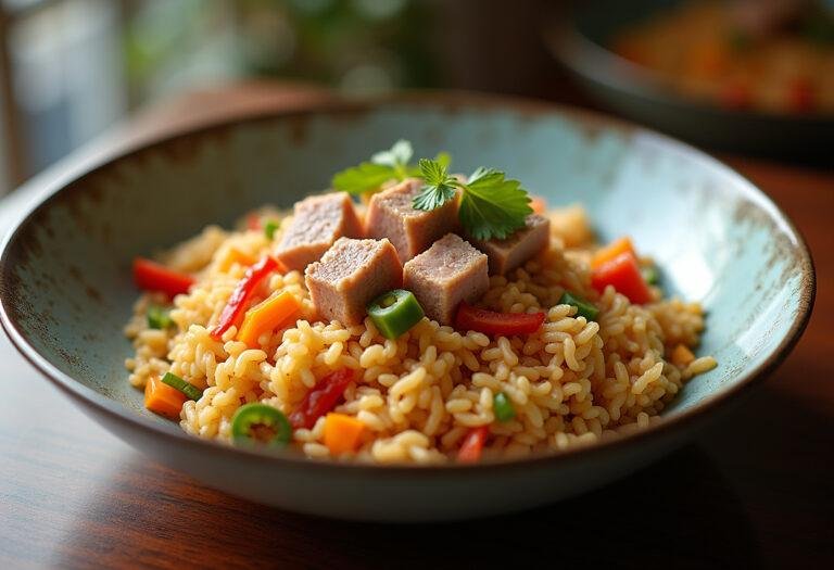 Delicious and healthy Arroz de Atum light served in a bowl, perfect for a nutritious meal.