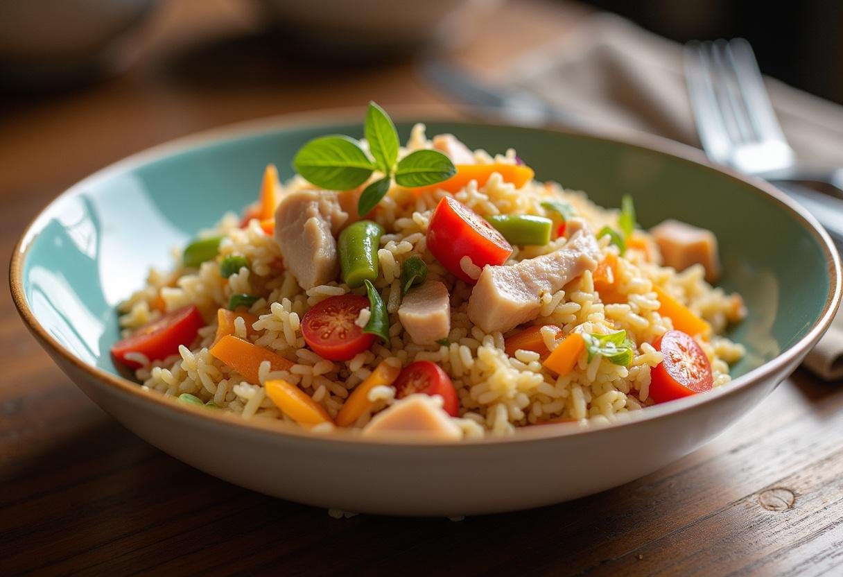 Delicious and healthy Arroz de Atum light served in a bowl, perfect for a nutritious meal.