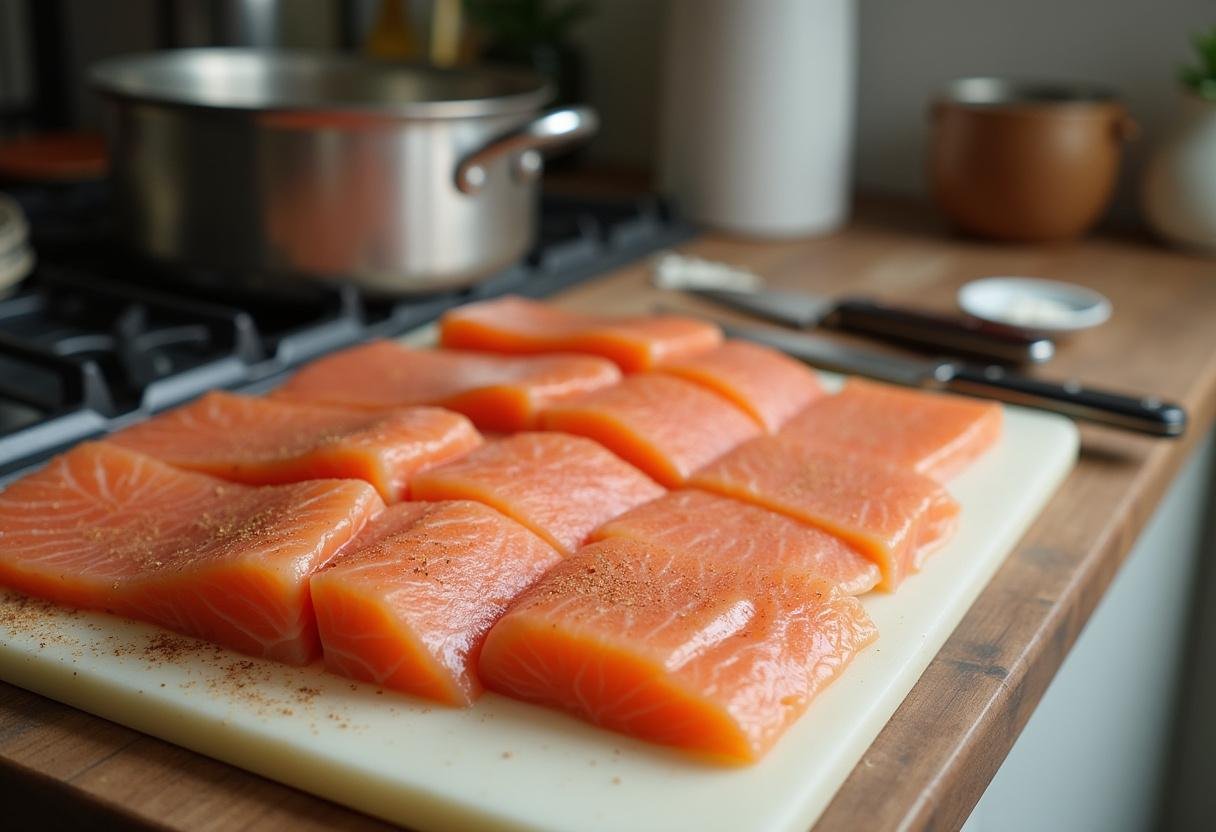 Fresh fish being prepared for arroz de peixe, showcasing the ingredients used in the recipe.