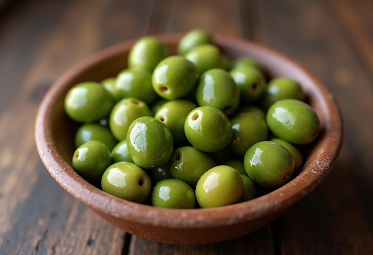 Azeite Oliveira da Serra: azeitonas frescas em uma tigela prontas para a extração de azeite.