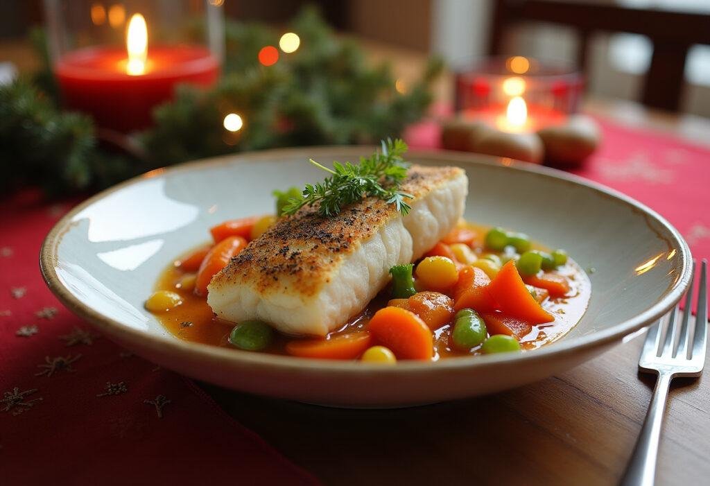 Final presentation of bacalhau com todos, a delicious traditional dish ready for a festive occasion.