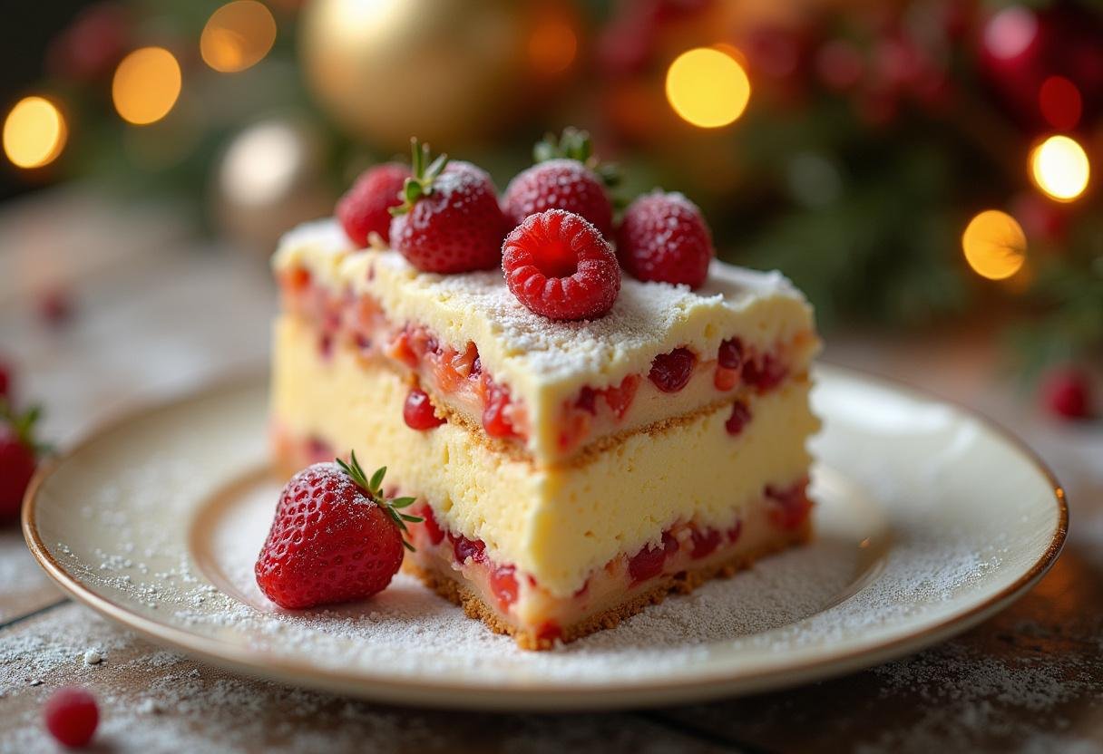 Bolo colchão de noiva finalizado, decorado com camadas de creme e frutas, ideal para qualquer celebração.