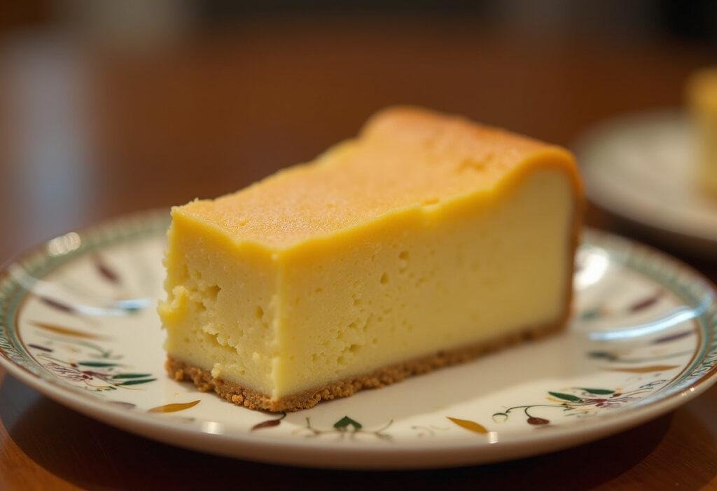 Finished bolo podre slice served on a plate, perfect for homemade cake lovers.