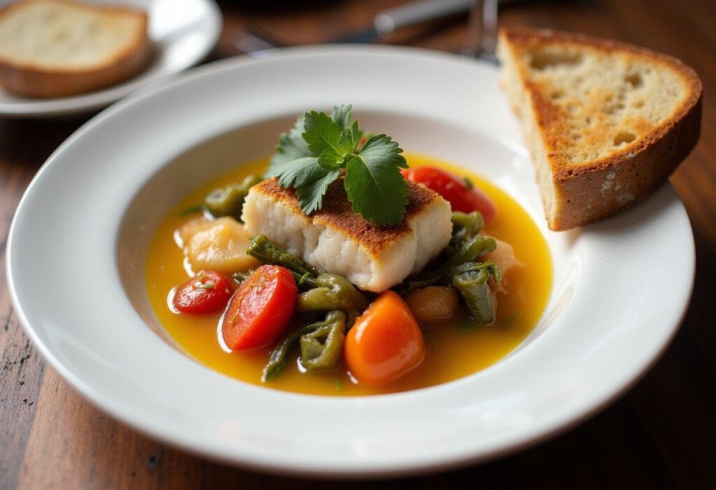 Delicious caldeirada de bacalhau presentation, perfect for a hearty meal.