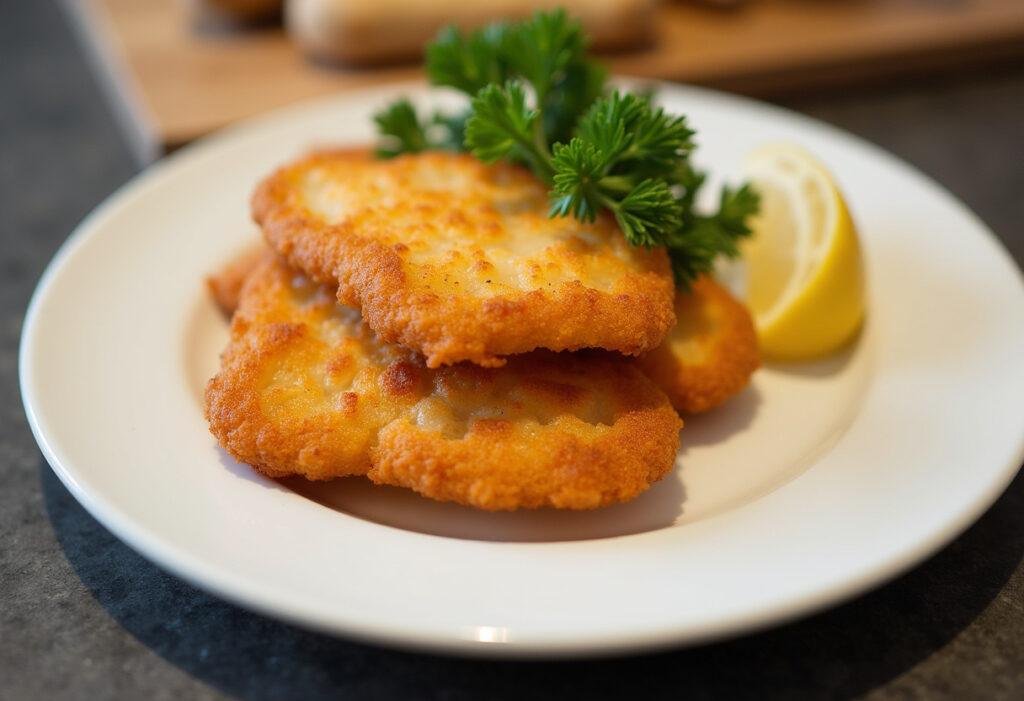 Crispy caras de bacalhau served with lemon and parsley, perfect for a delicious seafood dish.