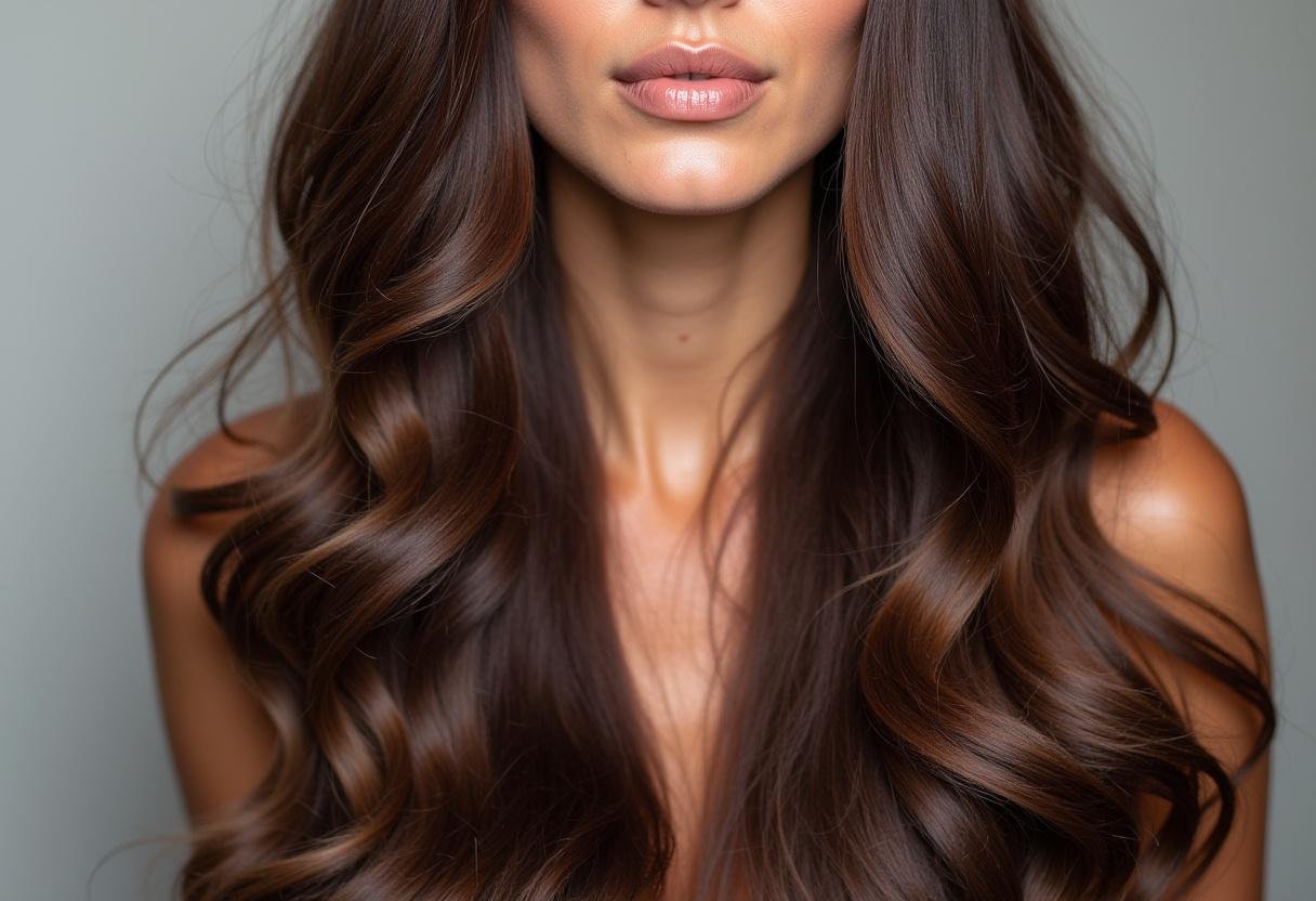 Beautifully styled chocolate hair, showcasing a stunning castanho cabelo finish.