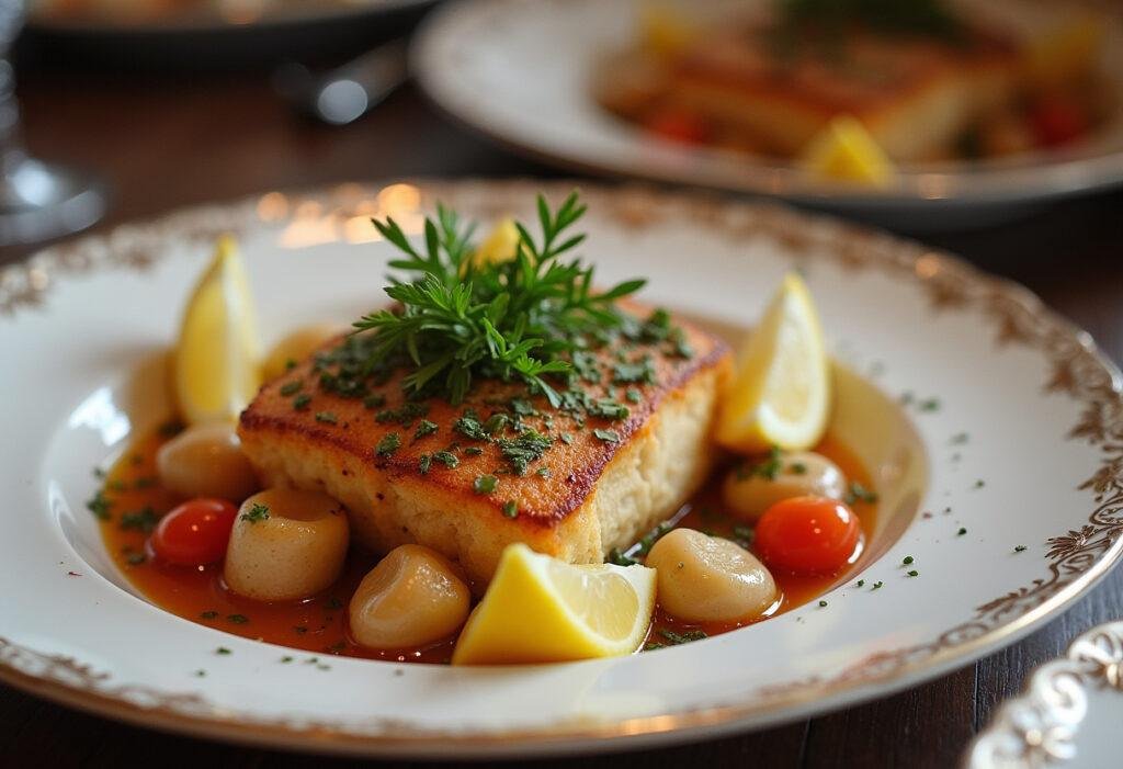 Final presentation of Festa do Bacalhau, a colorful and delicious dish for festive occasions.