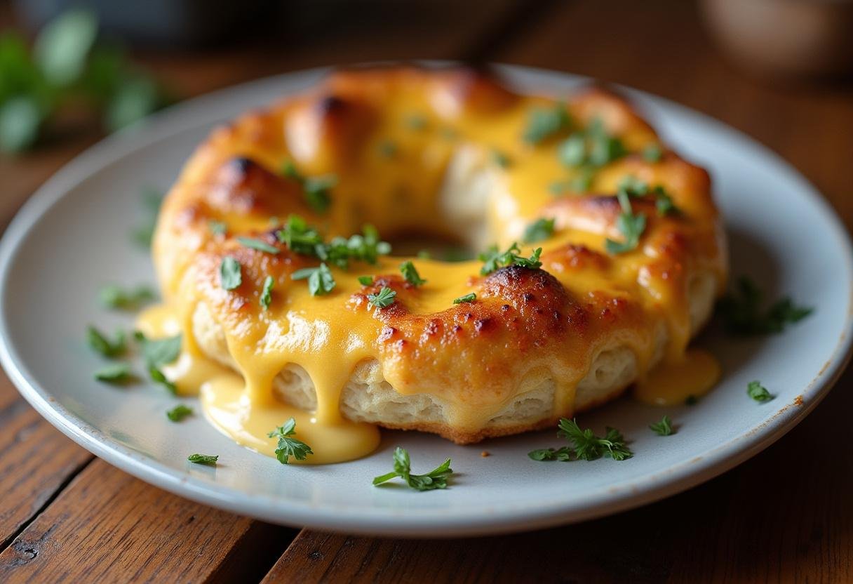 Finished pão recheado gourmet, perfect for impressing guests at any meal.