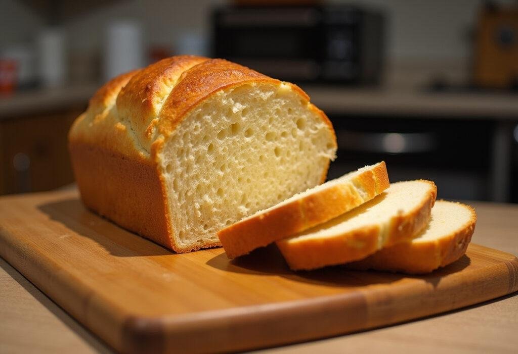 Finished pão saloio loaf with golden crust and soft interior, ideal for traditional Portuguese meals.