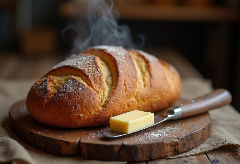 Freshly baked pão da avó caseiro with a golden crust, perfect for any meal.