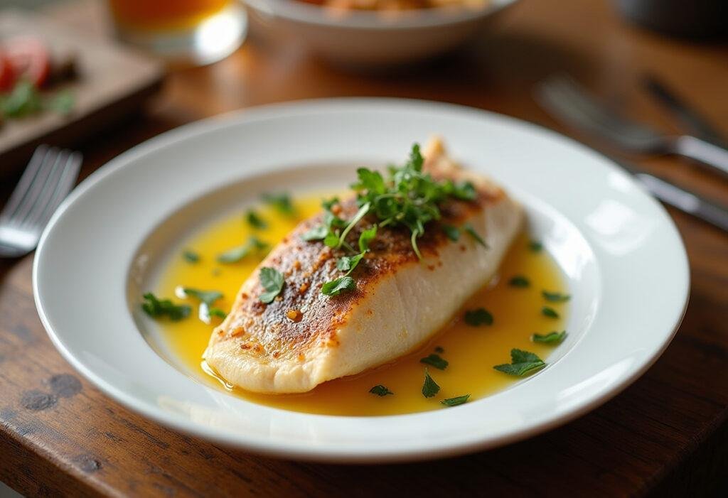 Peixe Manteiga ao Vapor finalizado, prato apresentável para uma refeição deliciosa.
