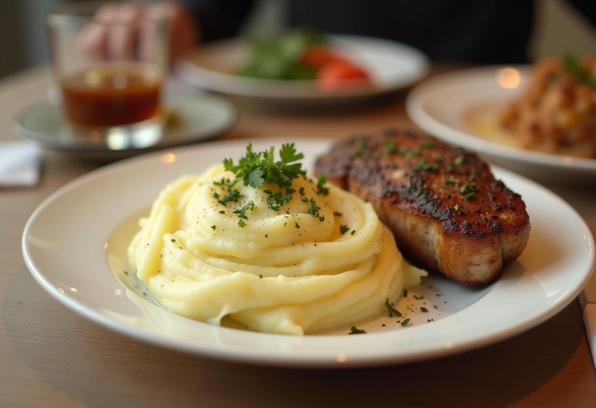 Prato finalizado de puré de batata simples, ideal para acompanhar refeições.