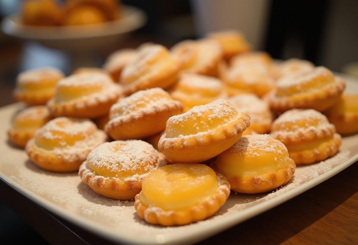 Queijadas de laranja finalizadas, douradas e doces para qualquer ocasião.