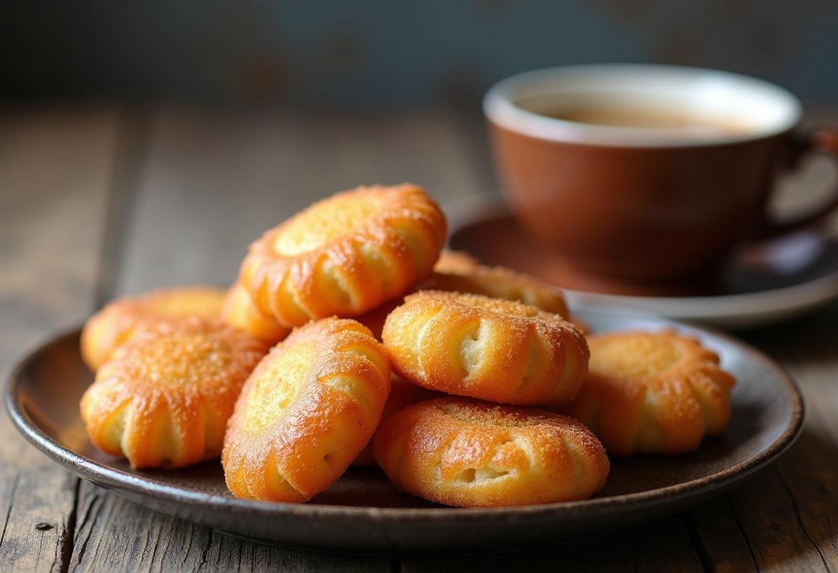 Finished queijadas de sintra served with coffee, a delightful traditional Portuguese dessert.