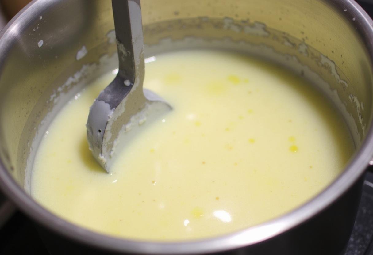 Formação de coalhada ao preparar queijo limiano curado, mostrando o processo de separação do soro.