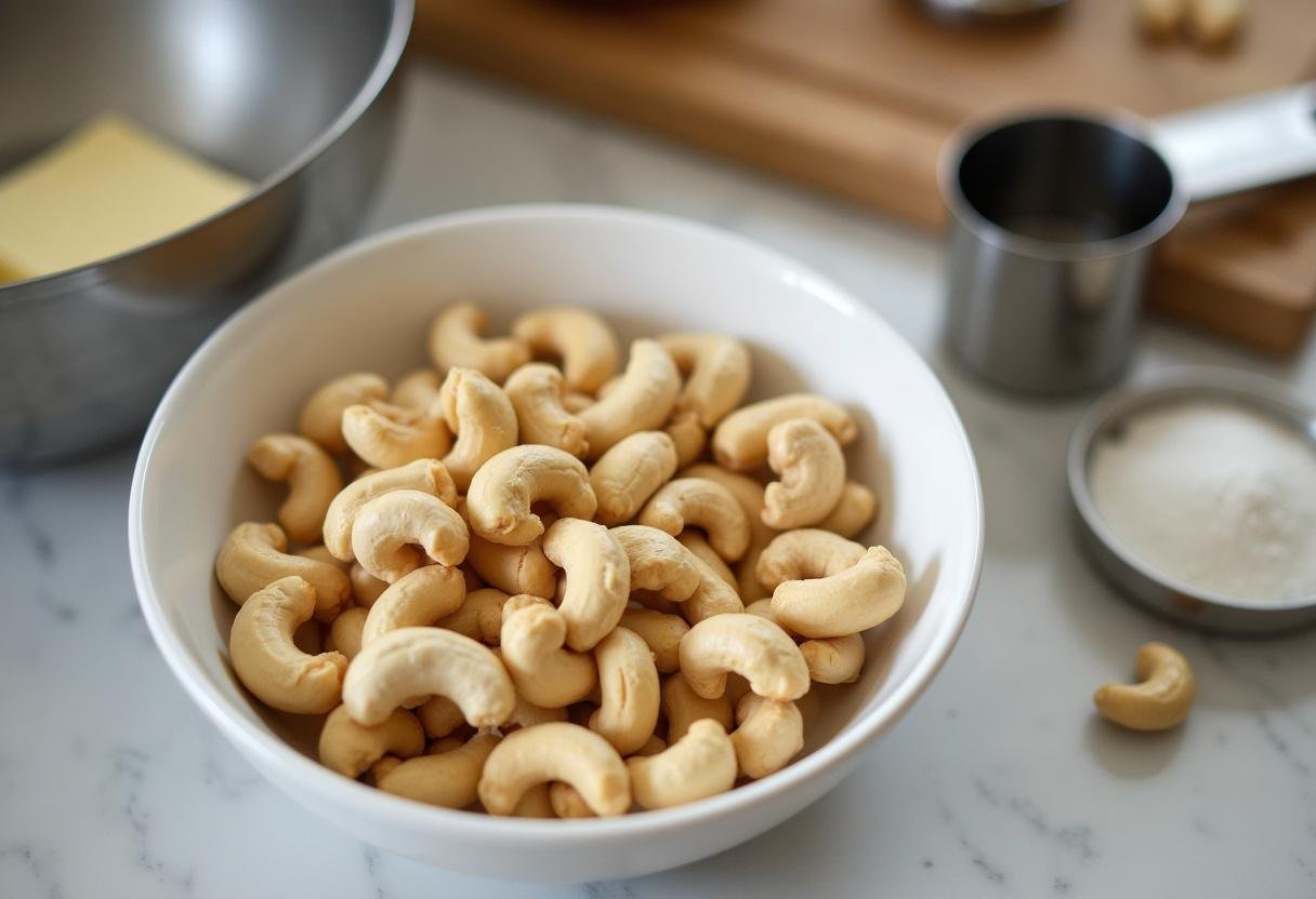 Cashews soaking in water for making queijo sem lactose.
