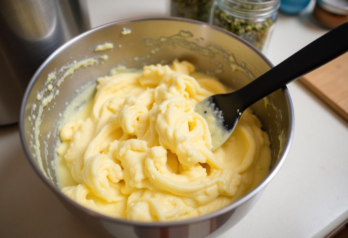 Creamy mixture of queijo sem lactose prepared and ready for seasoning.