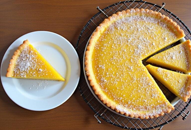 Finished Tarte de Maçã Simples com massa folhada, ready to be served.