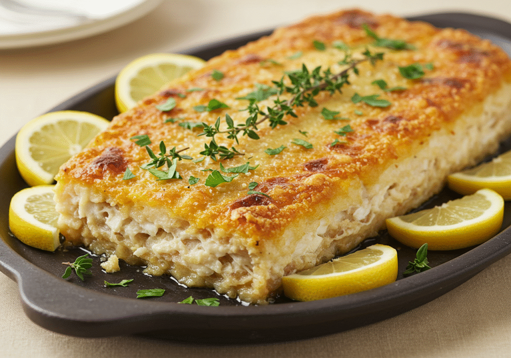 Bacalhau com broa de milho assado, uma delícia da culinária portuguesa.