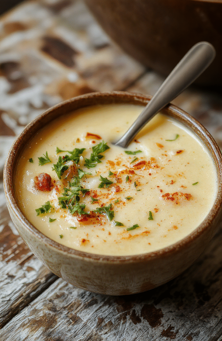 A warm bowl of French onion soup topped with melted Gruyere cheese, caramelized onions, and toasted baguette slices, served in a rustic ceramic bowl with a spoon on a wooden table, surrounded by fresh herbs and sliced bread, with a cozy autumn background.