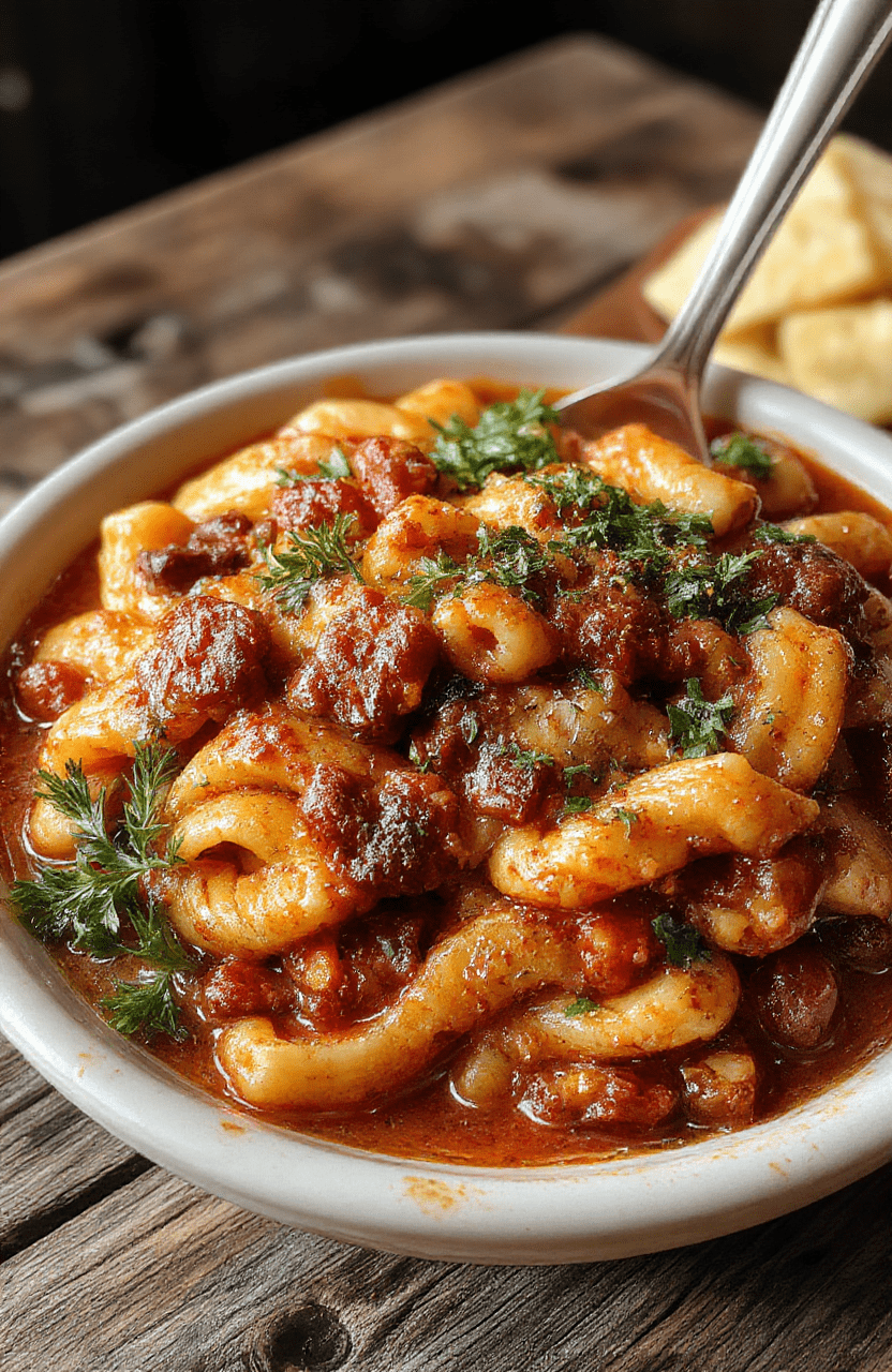 A warm bowl of pasta fagioli soup featuring tender beans, elbow macaroni, and leafy herbs in a rustic ceramic bowl, garnished with fresh parsley, set on a wooden table with a cozy ambiance, capturing the rich textures and hearty ingredients.
