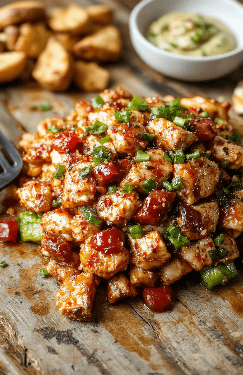 Colorful teriyaki chicken stir fry plated on a white dish with glossy sauce, vibrant vegetables including bell peppers and broccoli, sesame seeds sprinkled on top, styled casually with chopsticks nearby, placed on a bamboo mat, bright natural daylight highlighting textures and vivid colors.