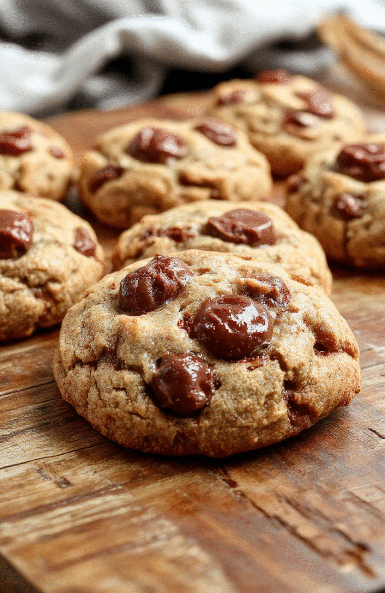 A plate of richly baked chocolate cherry cookies topped with glossy cherries and sprinkled with powdered sugar, set against a warm wooden background with festive decorations nearby. The cookies are cracked slightly on top, revealing a gooey cherry and chocolate interior, with a light dusting of powdered sugar for a holiday touch. The scene is cozy, inviting, and perfect for holiday baking.