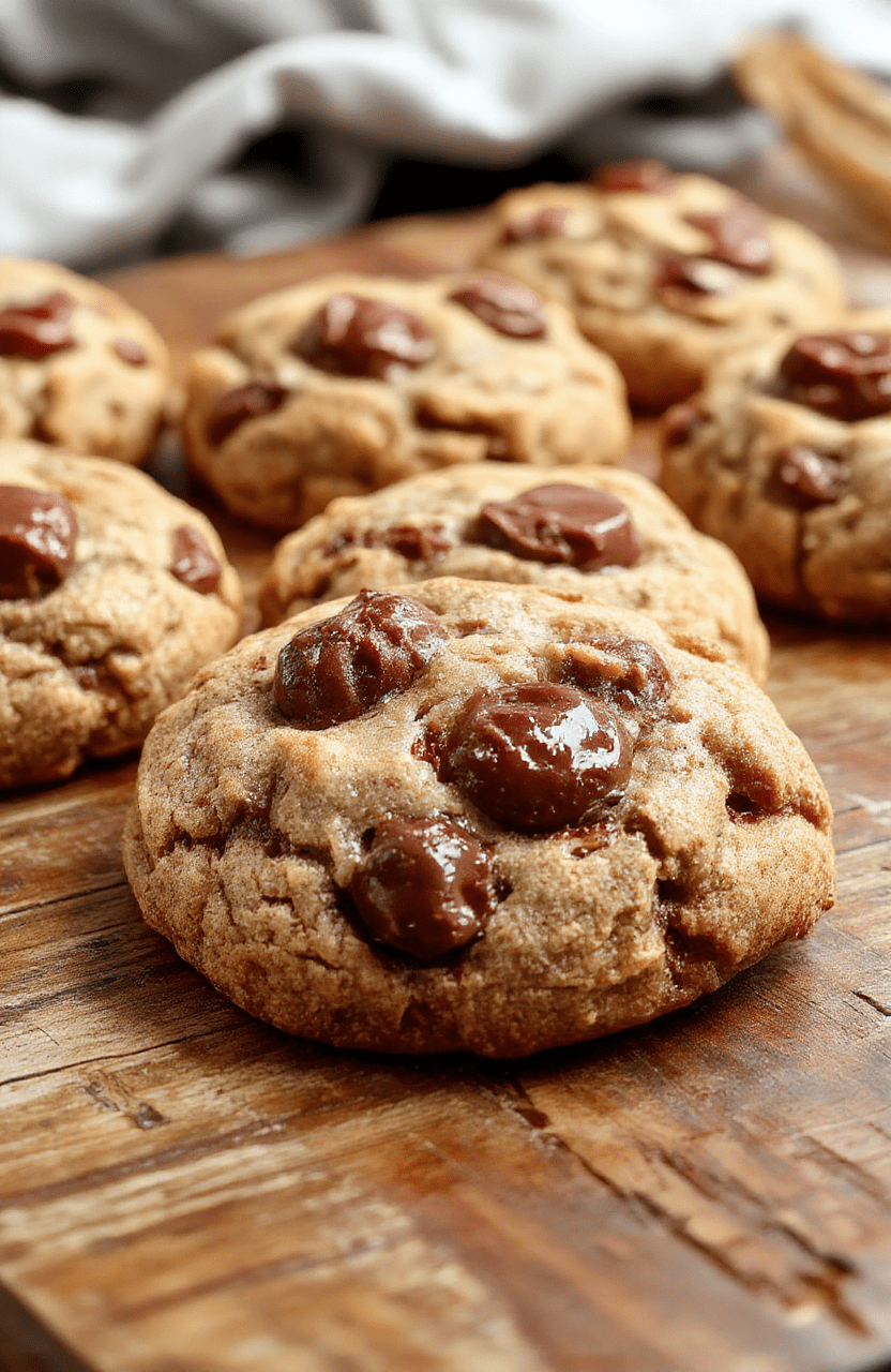 A plate of richly baked chocolate cherry cookies topped with glossy cherries and sprinkled with powdered sugar, set against a warm wooden background with festive decorations nearby. The cookies are cracked slightly on top, revealing a gooey cherry and chocolate interior, with a light dusting of powdered sugar for a holiday touch. The scene is cozy, inviting, and perfect for holiday baking.