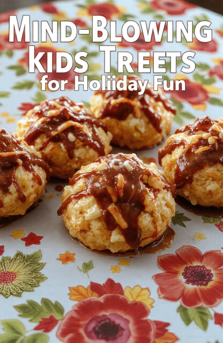 Colorful and playful kids' treats arranged on a festive Thanksgiving-themed table, featuring dipped fruits, mini cookies, and candy decorations, styled with bright fall colors, textured treats, and cheerful presentation.