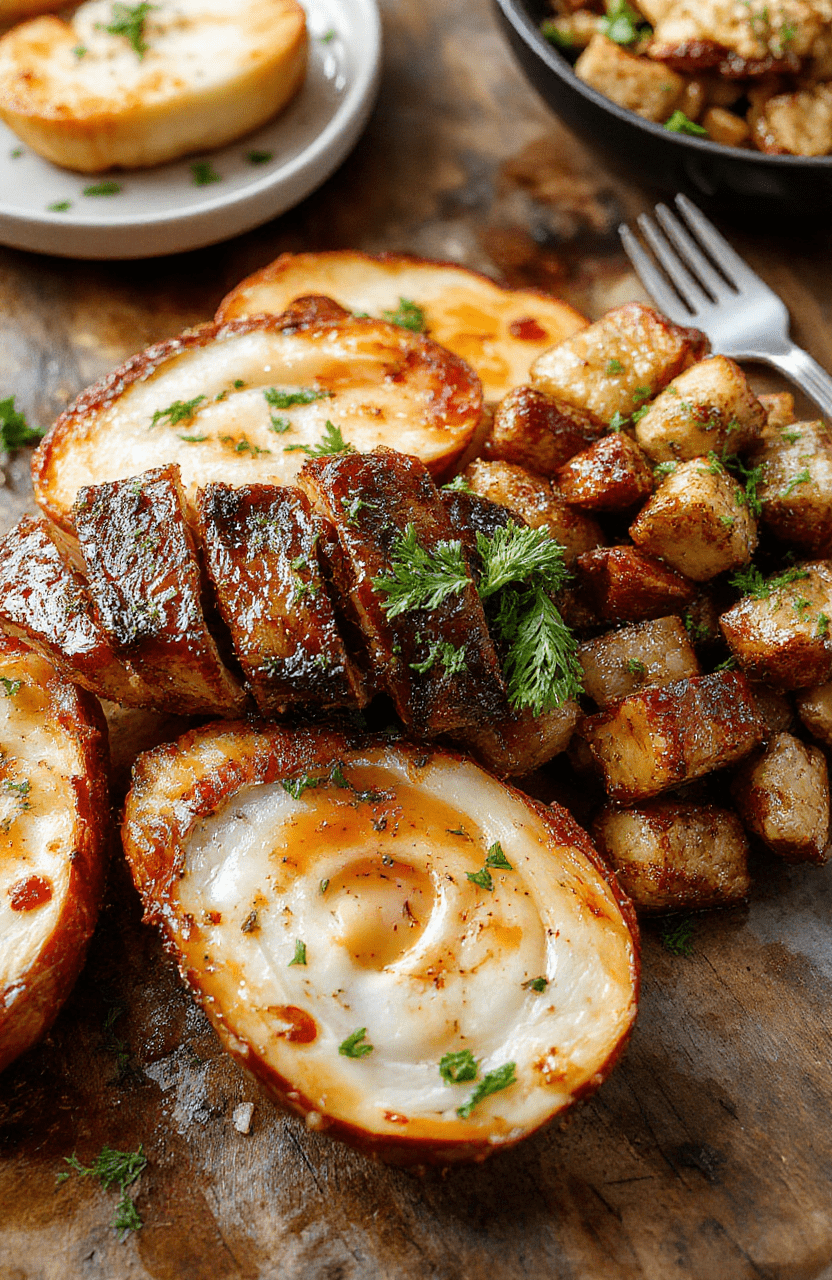 A beautifully arranged Thanksgiving feast featuring roasted turkey, glazed vegetables, and side dishes on a rustic wooden table, with warm ambient lighting highlighting the vibrant colors and textures of the food, styled simply for a cozy, inviting presentation.
