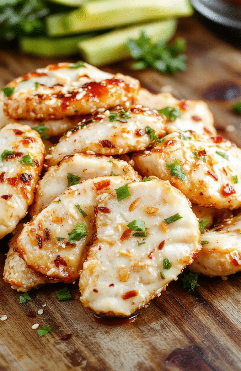 A vibrant plate of sesame chicken featuring golden, crispy chicken pieces generously coated with toasted sesame seeds, served on a stylish white plate with fresh green garnishes, arranged with colorful vegetables, and complemented by a glossy sauce, styled simply for an appetizing presentation.
