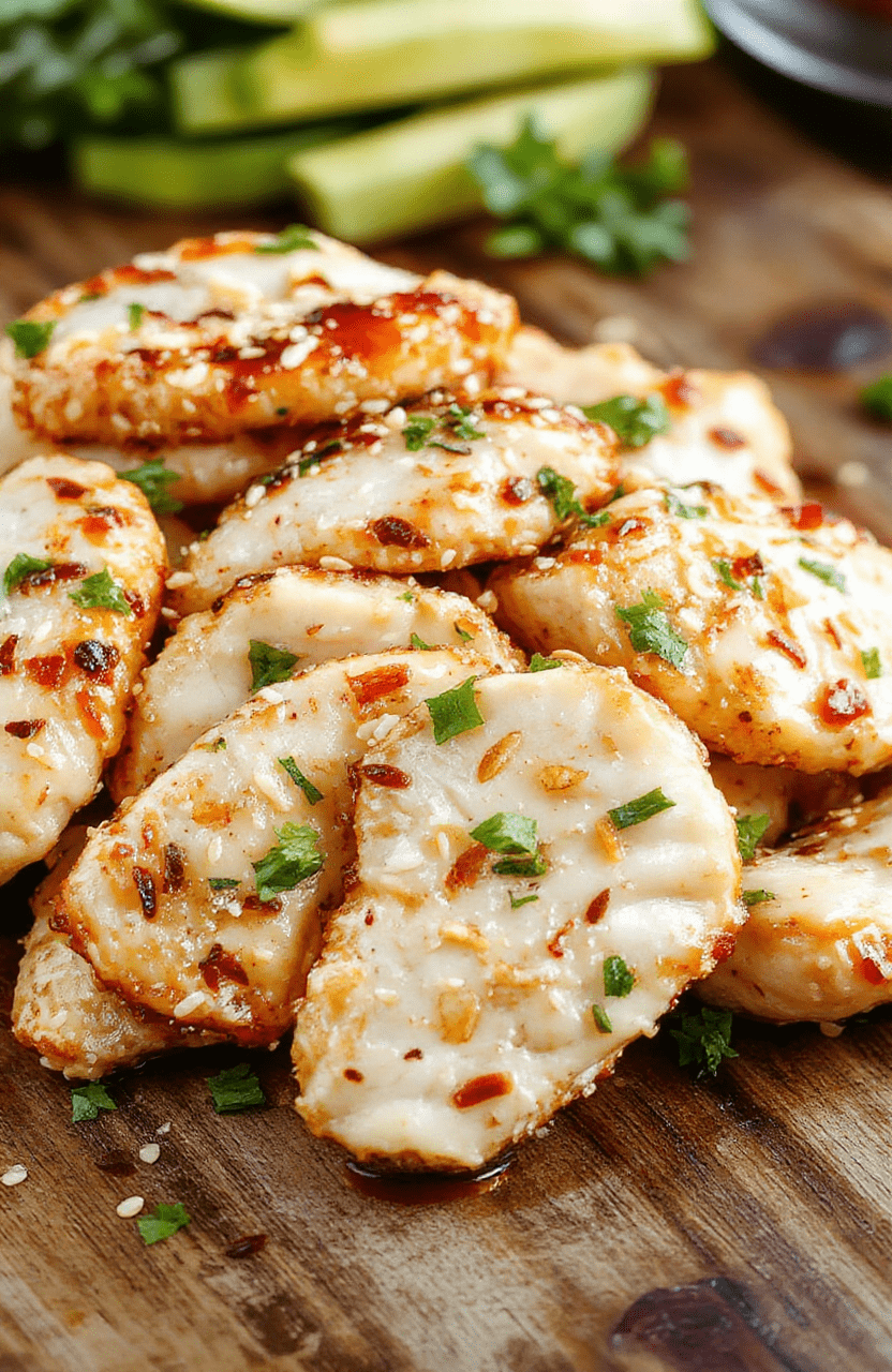 A vibrant plate of sesame chicken featuring golden, crispy chicken pieces generously coated with toasted sesame seeds, served on a stylish white plate with fresh green garnishes, arranged with colorful vegetables, and complemented by a glossy sauce, styled simply for an appetizing presentation.